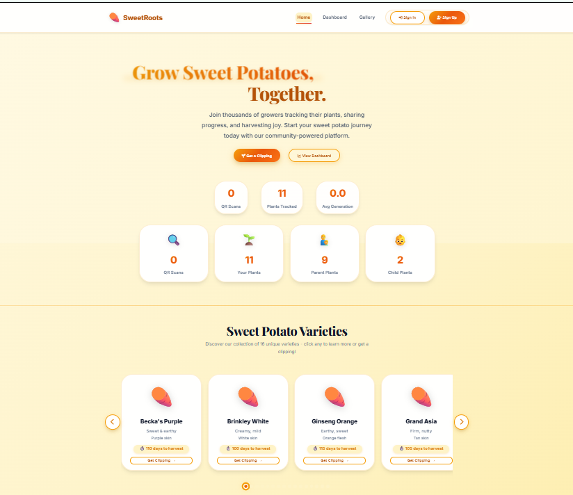 SweetRoots Plant Tracking Platform